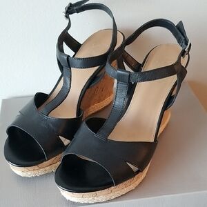 Black Wedge Sandals